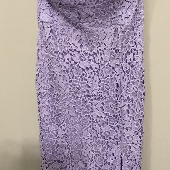 ASTR THE LABEL Lilac Kalena Strapless Dress Sweetheart LACE Midi Sz S New Purple - Picture 3 of 9